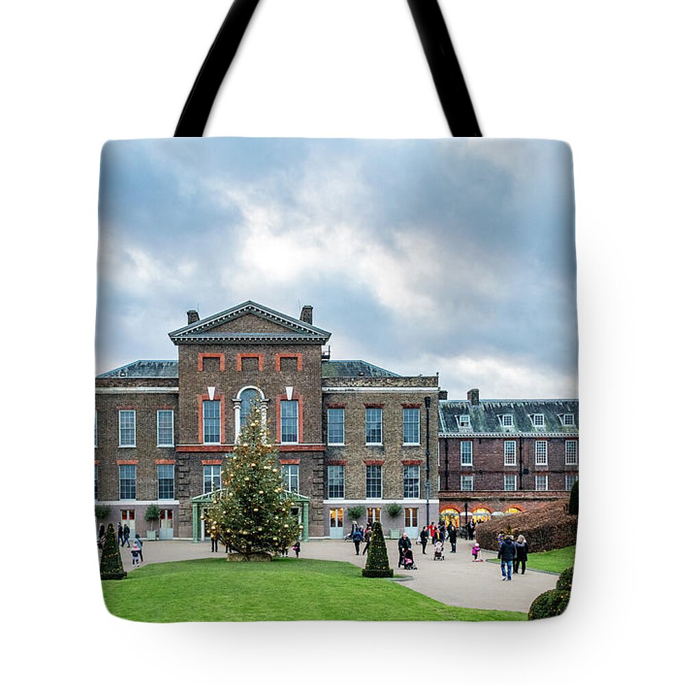 London Tote Bag featuring the photograph Christmas at Kensington Palace, Front View by Marcy Wielfaert