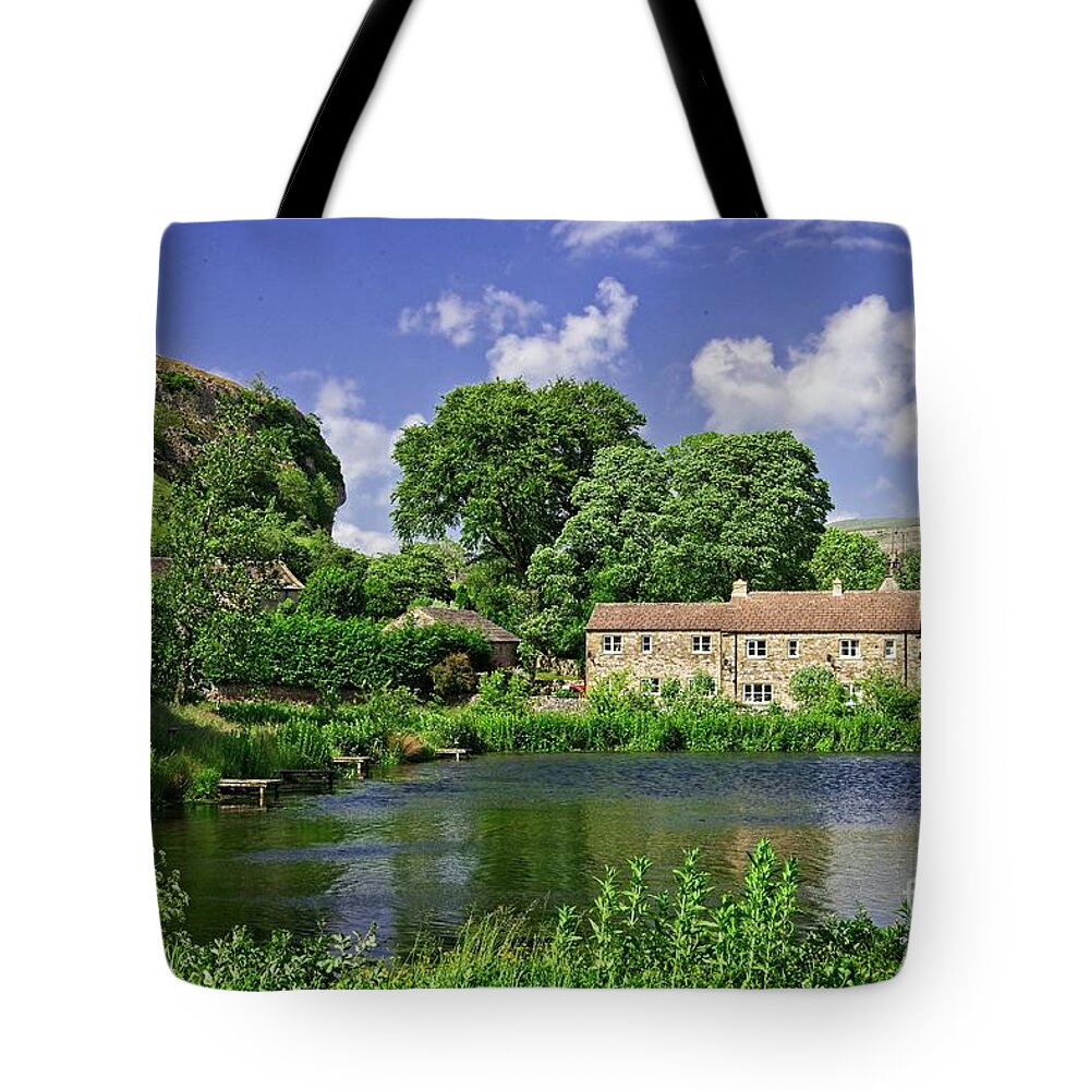 Kilnsey Crag Tote Bag featuring the photograph Kilnsey Village, Yorkshire Dales by Martyn Arnold