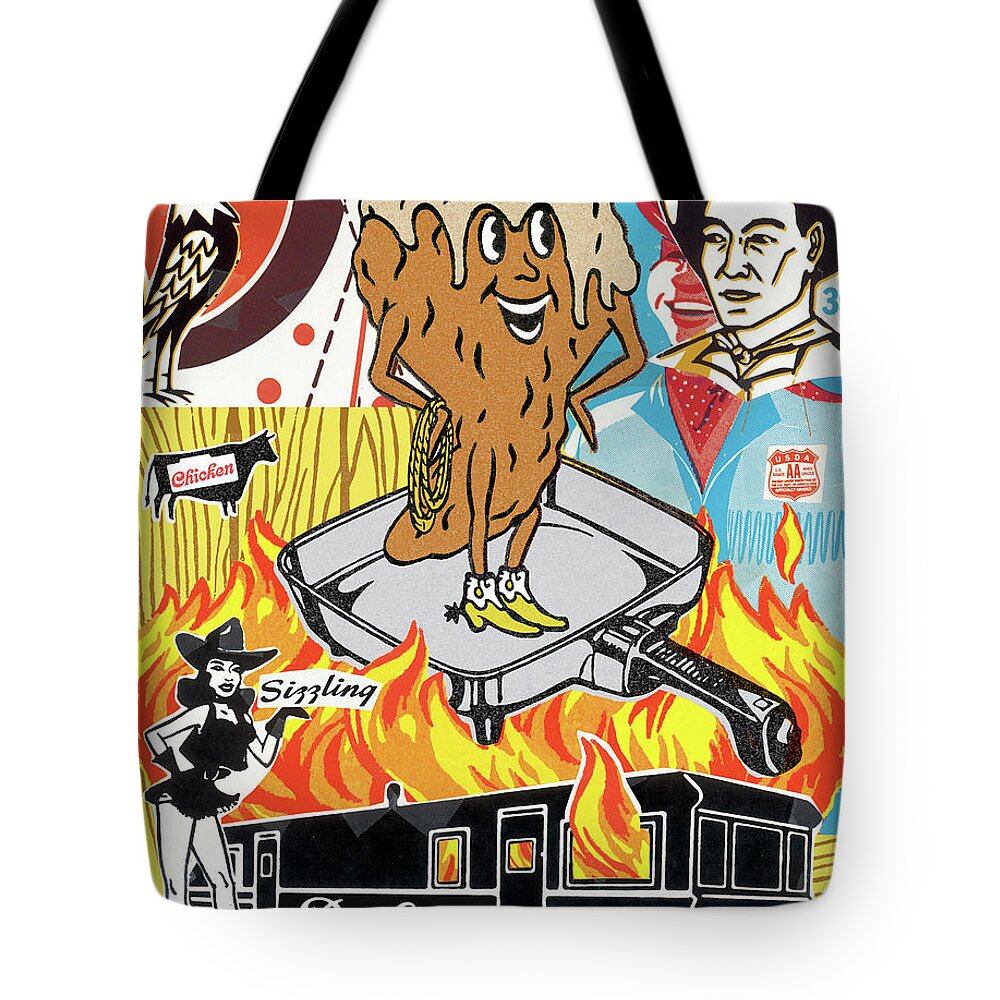 Animal Tote Bag featuring the drawing King Poop Mash-up by CSA Images