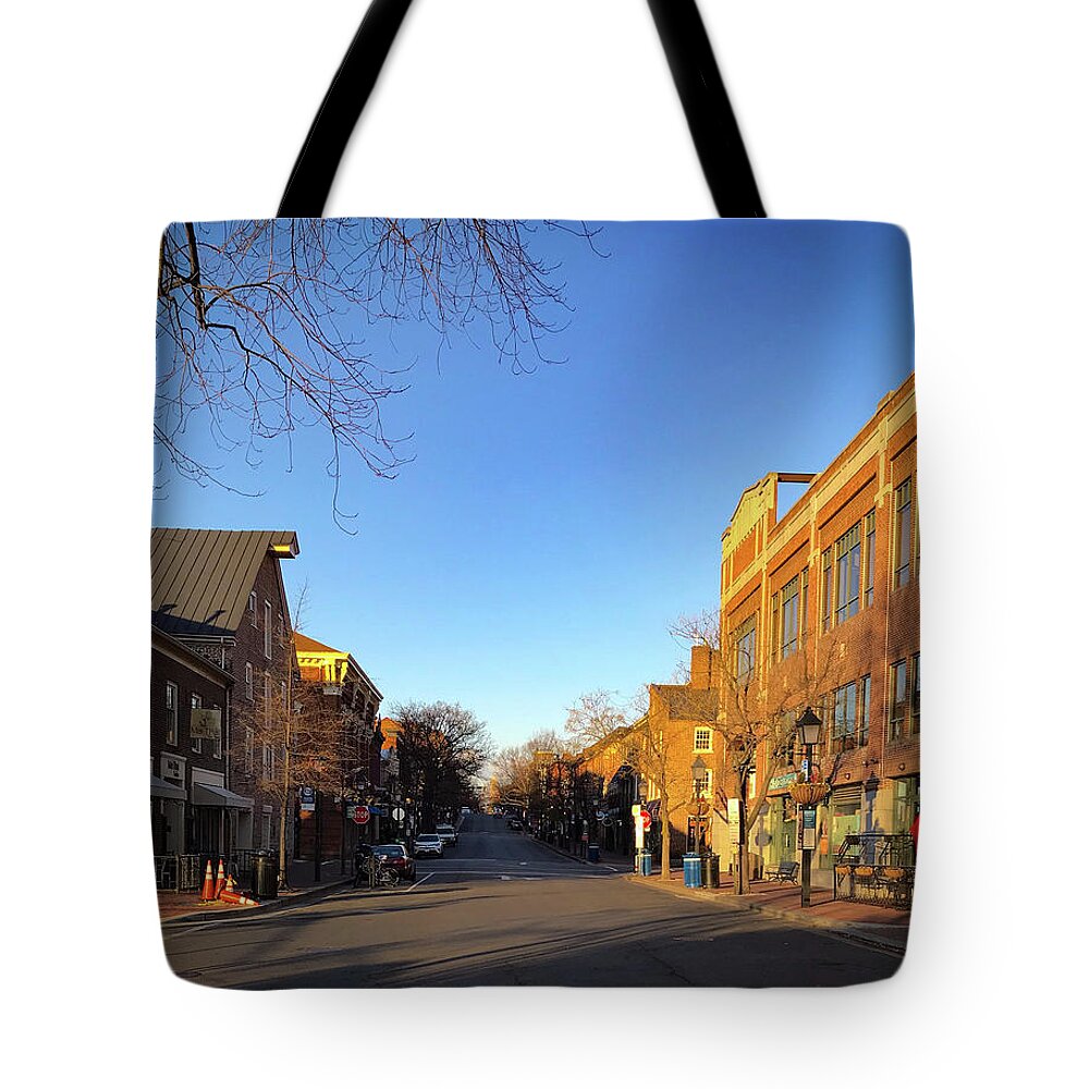 Streets Tote Bag featuring the photograph King Street Sunrise by Lora J Wilson