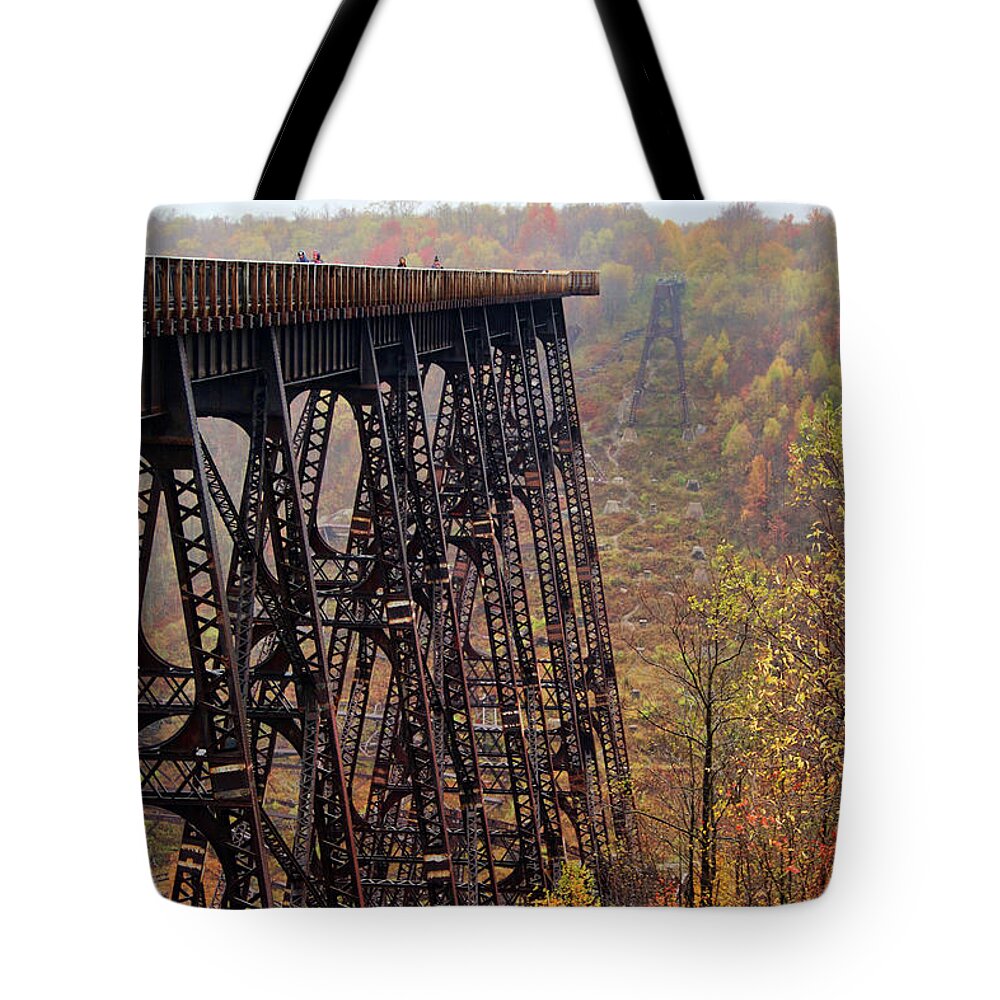 Kinzua Tote Bag featuring the photograph Kinzua Railroad Viaduct 2655 by Jack Schultz