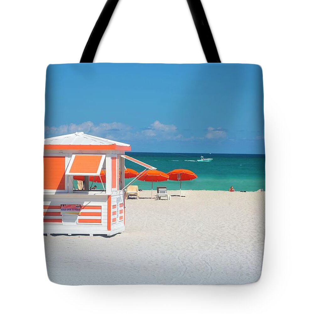 Estock Tote Bag featuring the digital art Kios In South Beach, Miami by Claudia Uripos