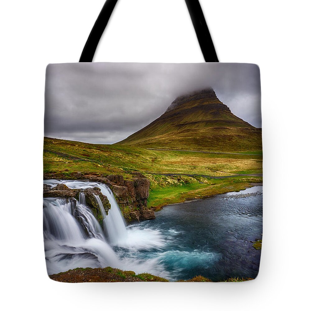 Iceland Tote Bag featuring the photograph Kirkjufell by Amanda Jones