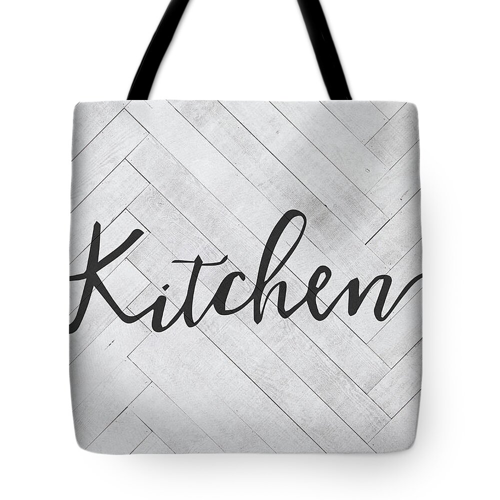 Kitchen Tote Bag featuring the mixed media Kitchen Farmhouse Sign Script Vintage Farm Retro Typography by Design Turnpike