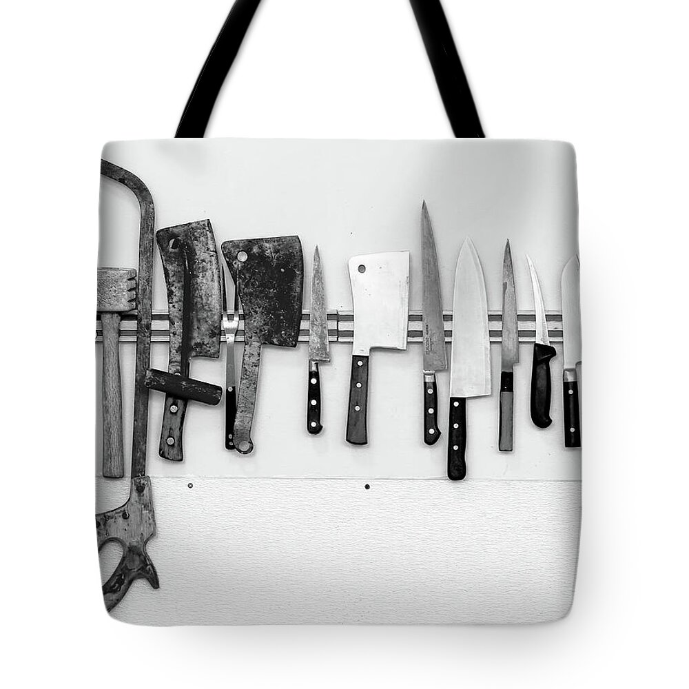 Hanging Tote Bag featuring the photograph Knife Collection by Photo By John Crouch