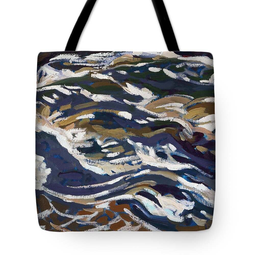 2163 Tote Bag featuring the painting La Chute Dumoine Cataracts by Phil Chadwick