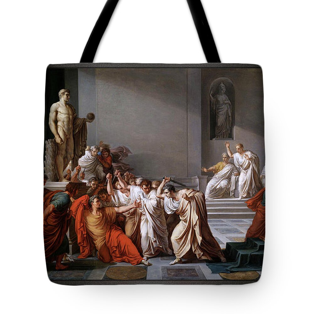 La Morte Di Cesare Tote Bag featuring the painting La morte di Cesare or The Assassination of Julius Caesar by Vincenzo Camuccini by Rolando Burbon