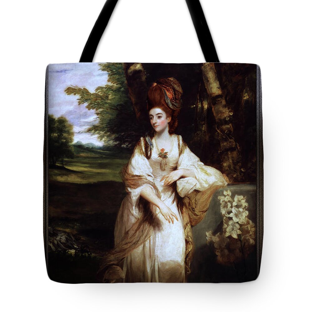 Lady Bampfylde Tote Bag featuring the painting Lady Bampfylde by Joshua Reynolds by Rolando Burbon