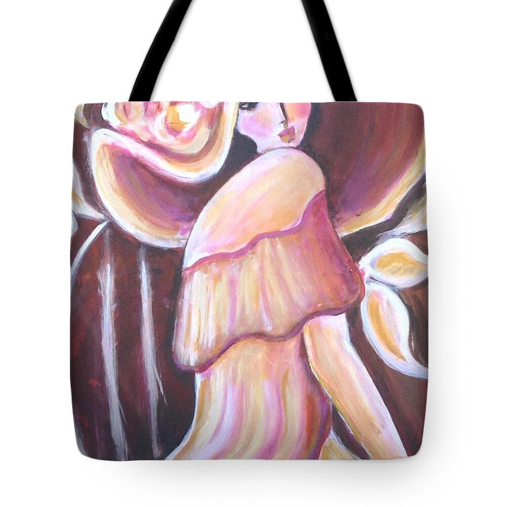 Large Hat Tote Bag featuring the painting Lady in Orange Hat by Anya Heller