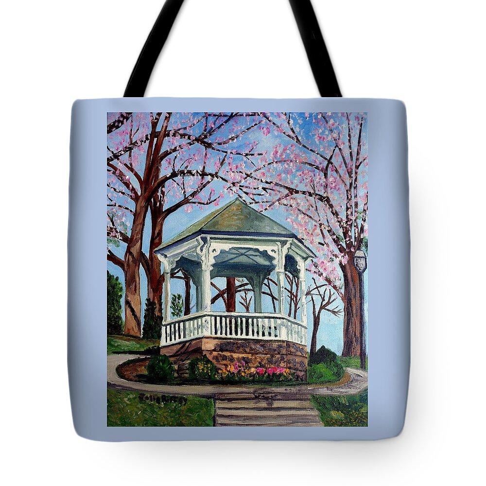 Salem Va Tote Bag featuring the painting Lake Spring Park Gazebo Salem VA by Julie Brugh Riffey