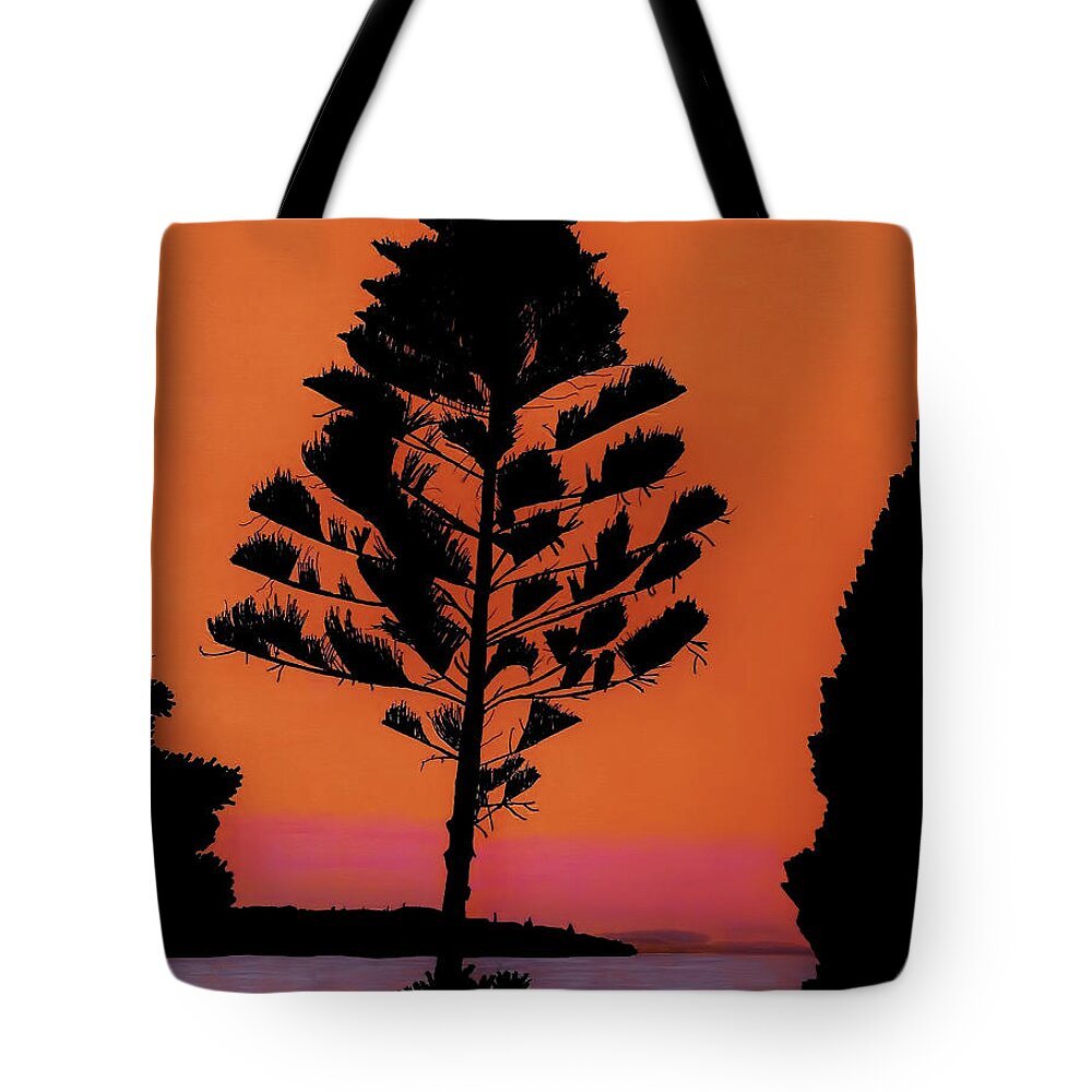 Sunset Tote Bag featuring the drawing Lake Sunset by D Hackett