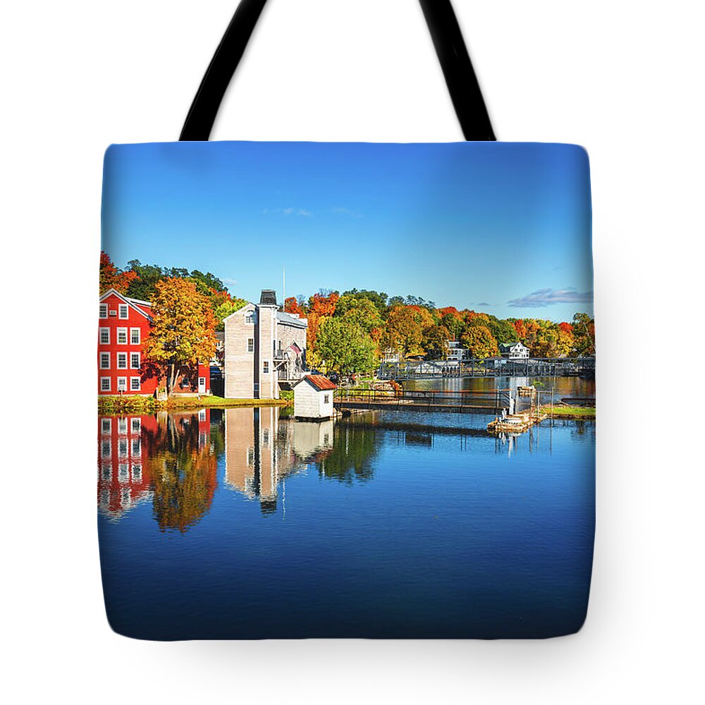 Autumn Tote Bag featuring the photograph Lakeport Dam by Robert Clifford