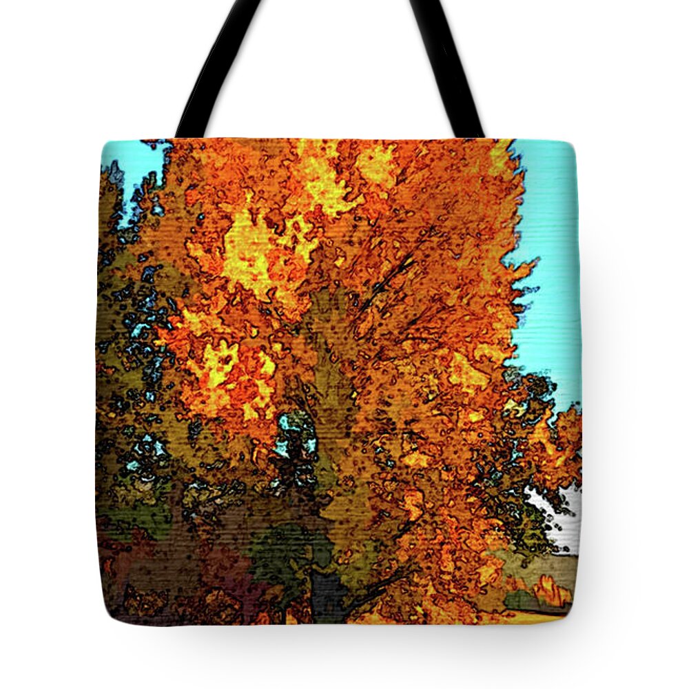 Yellow Tote Bag featuring the digital art Large Birch by Robert Bissett