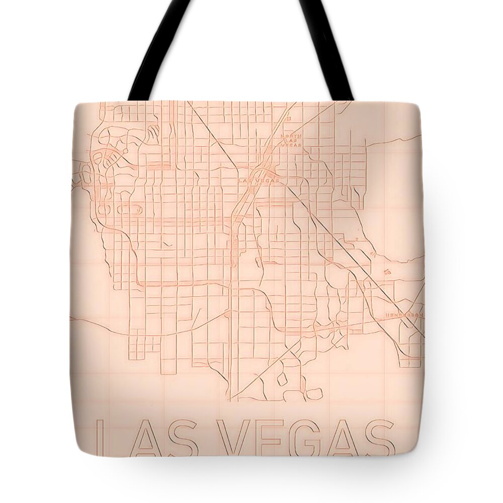 Las Vegas Tote Bag featuring the painting Las Vegas Blueprint City Map alt by HELGE Art Gallery