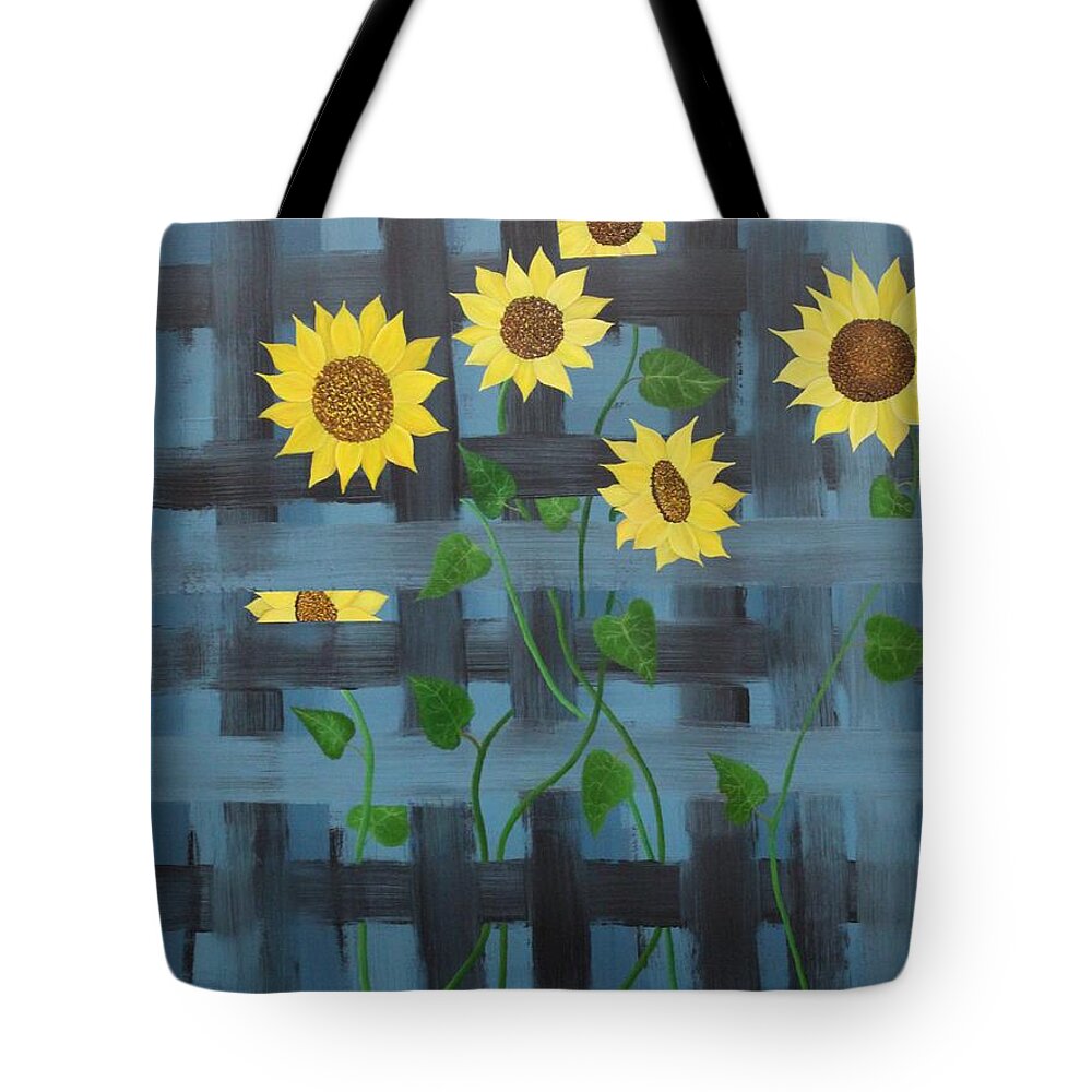 Sunflowers Tote Bag featuring the painting Lattice by Berlynn