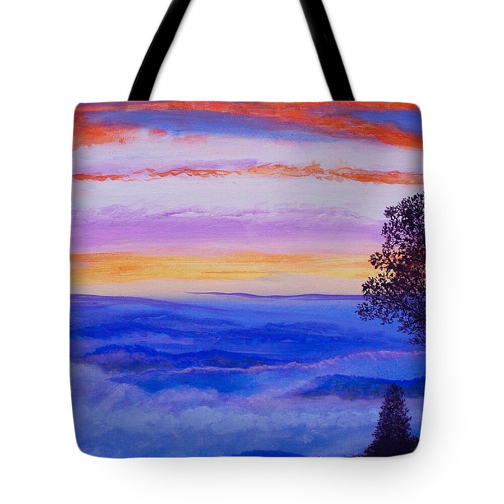 Contemporary Tote Bag featuring the painting Lauren's Peaceful Retreat by Herb Dickinson