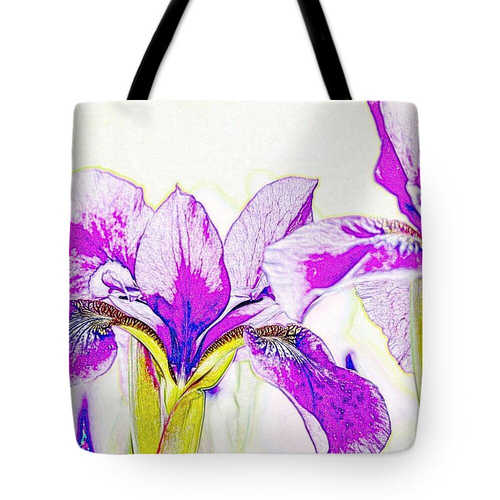 Original Art Tote Bag featuring the photograph Lavender Irises by Susan Rydberg