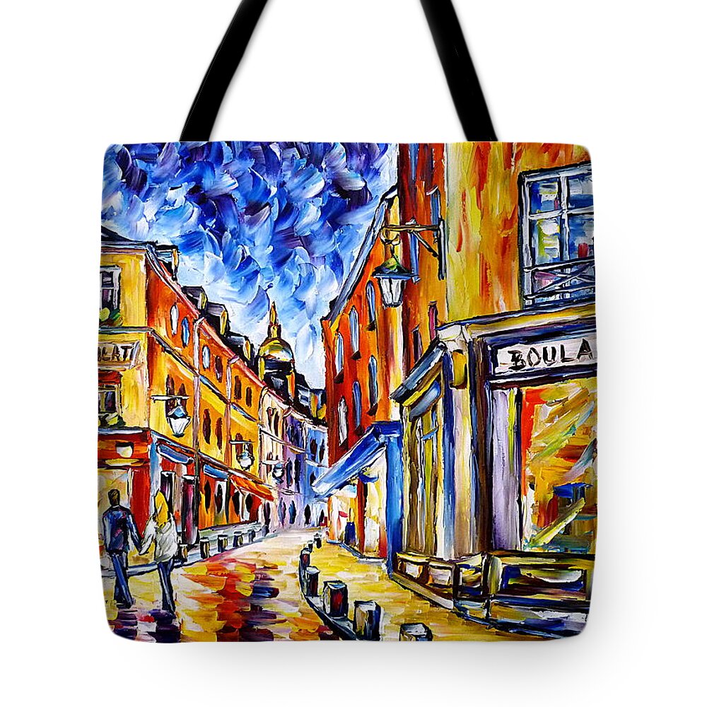I Love Paris Tote Bag featuring the painting Le Consulat, Montmartre by Mirek Kuzniar