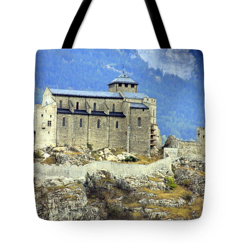 Valère Basilica Tote Bag featuring the photograph Basilica a Sion Svizzera by Mariana Costa Weldon