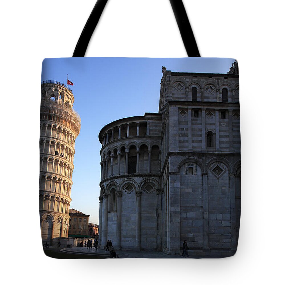 Arch Tote Bag featuring the photograph Leaning Tower Of Pisa With Cathedral by Bruce Yuanyue Bi