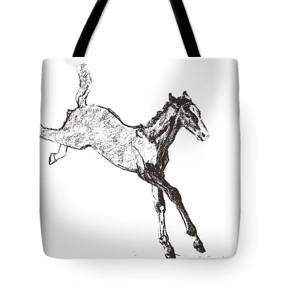 Art Tote Bag featuring the photograph Leaping Foal Art by Dressage Design
