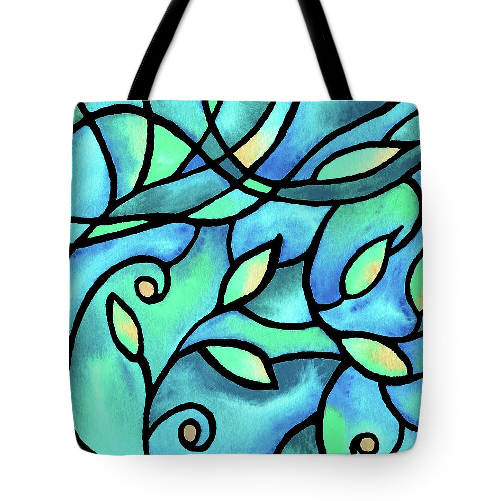 Nouveau Tote Bag featuring the painting Leaves And Curves Art Nouveau Style II by Irina Sztukowski
