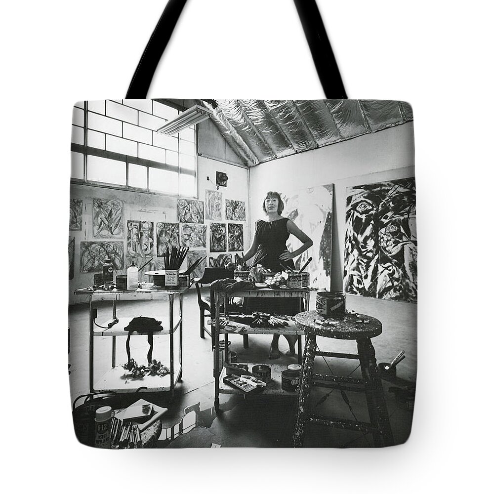 Abstract Expressionism Tote Bag featuring the photograph Lee Krasner, American Abstract Painter by Hans Namuth