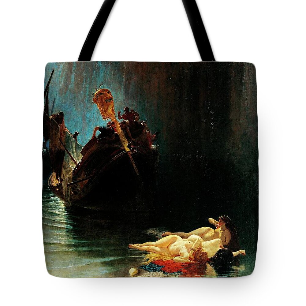Siren Tote Bag featuring the painting Legend Of Sirens by Eduardo Dalbono