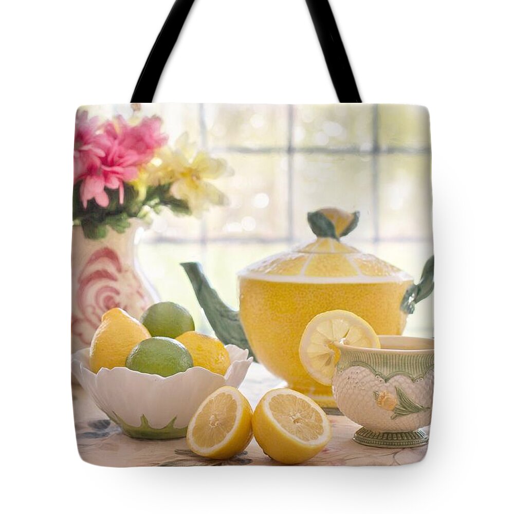 Cute Tote Bag featuring the photograph Lemon tea by Top Wallpapers