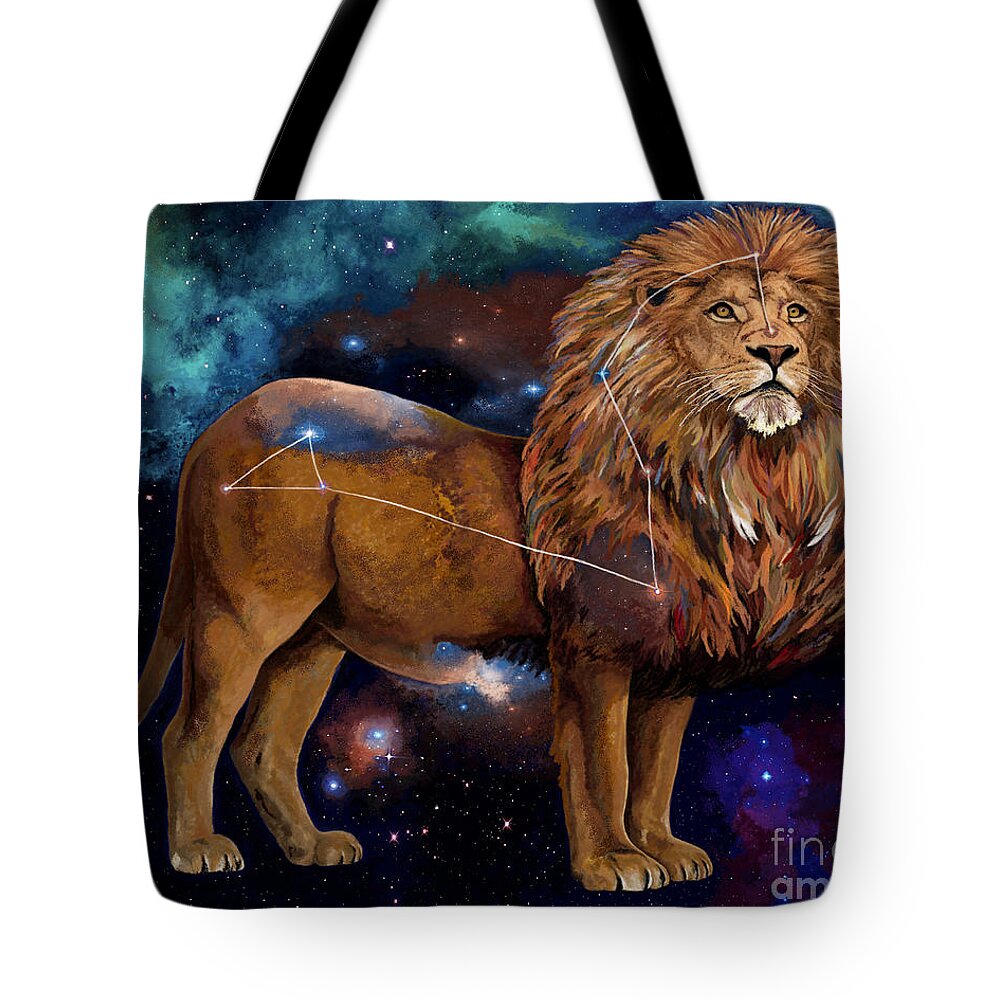 Lion Tote Bag featuring the painting Leo the Lion King by Jackie Case