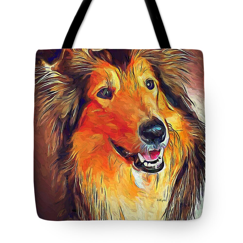 Paint Tote Bag featuring the painting Lesi portrait by Nenad Vasic