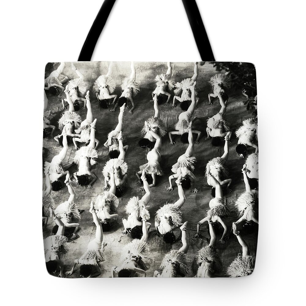 Chorus Girls Tote Bag featuring the photograph Let's Go Native Dance Number by Sad Hill - Bizarre Los Angeles Archive