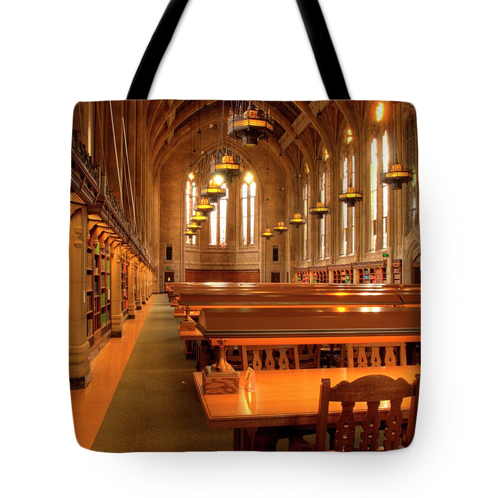 Expertise Tote Bag featuring the photograph Library Tables by Rhyman007