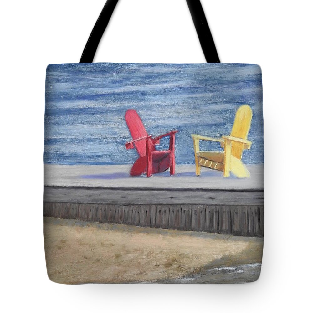 Beach Tote Bag featuring the pastel Life Is Good by Carol Corliss