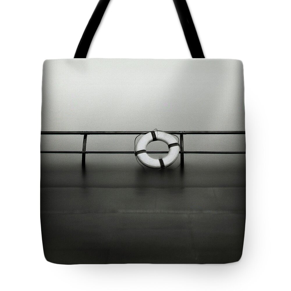 Security Tote Bag featuring the photograph Life Ring On Boat In Yokohama Port by Spitz uta97
