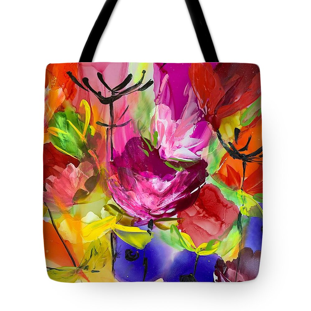 Abstract Tote Bag featuring the painting Lifes A Dance by Bonny Butler