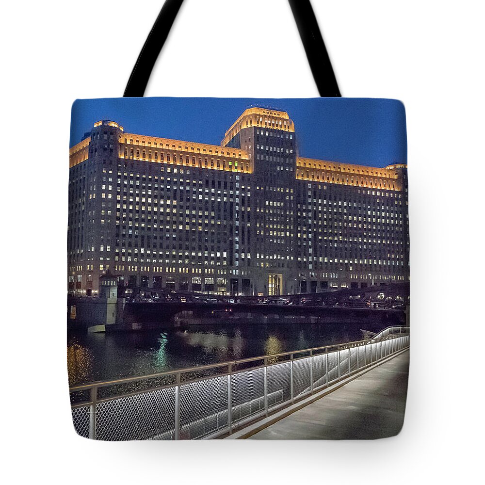 Chicago Tote Bag featuring the photograph Lighted Walk by Laura Hedien
