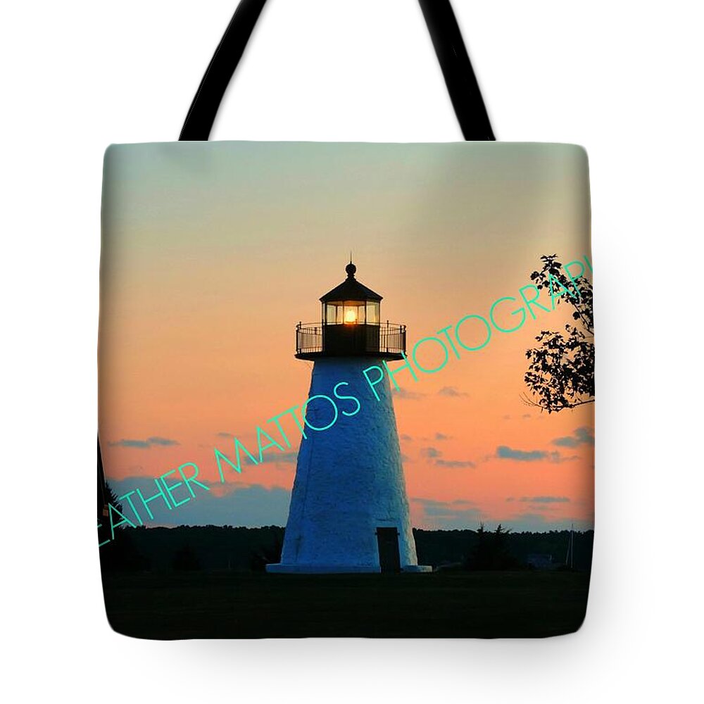 Lighthouse Tote Bag featuring the photograph Lighthouse at Sunset by Heather M Photography