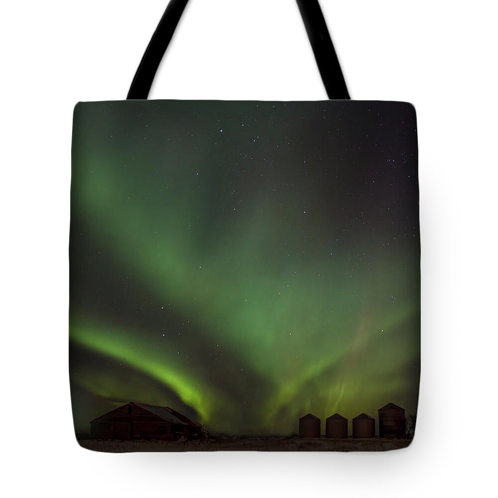 Northern Lights Tote Bag featuring the photograph Lights in the country by Canadart -