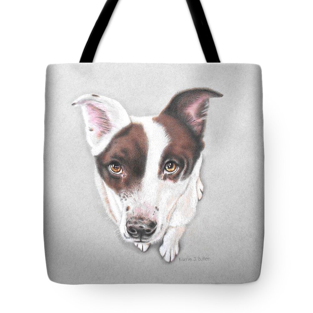 Dog Tote Bag featuring the drawing Lily by Karrie J Butler