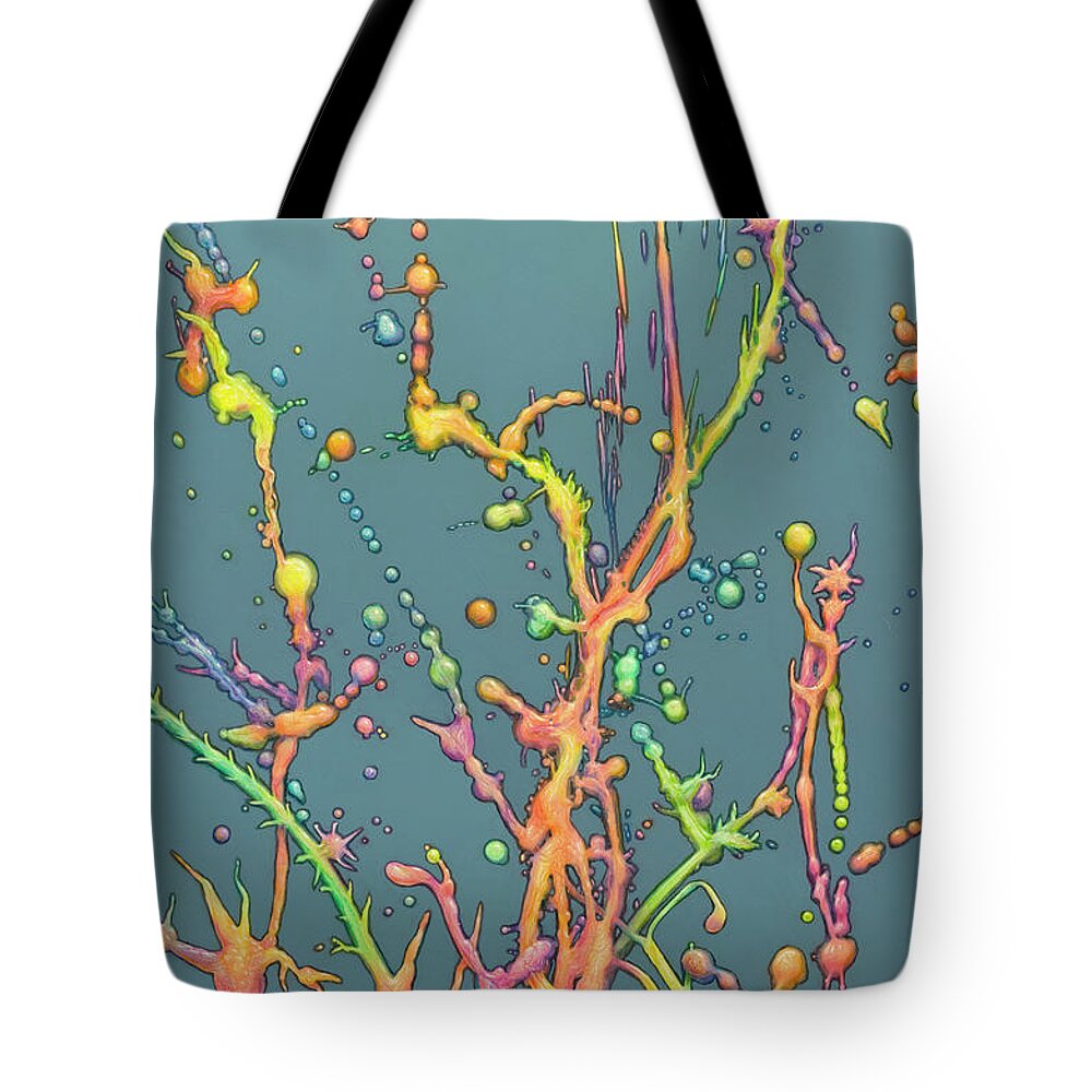 Liquid Tote Bag featuring the painting Liquid Rainbow by James W Johnson
