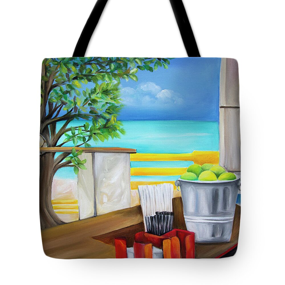 Speightstown Tote Bag featuring the painting Little Bristol Beach Bar No 01 by Barbara Noel