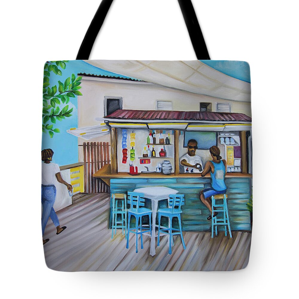 Speightstown Tote Bag featuring the painting Little Bristol Beach Bar No 02 by Barbara Noel