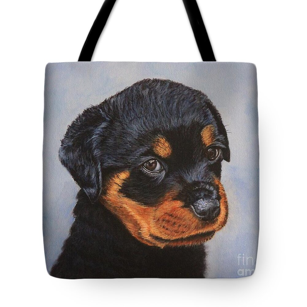 Rottweiler Tote Bag featuring the painting Little Caesar by Bob Williams