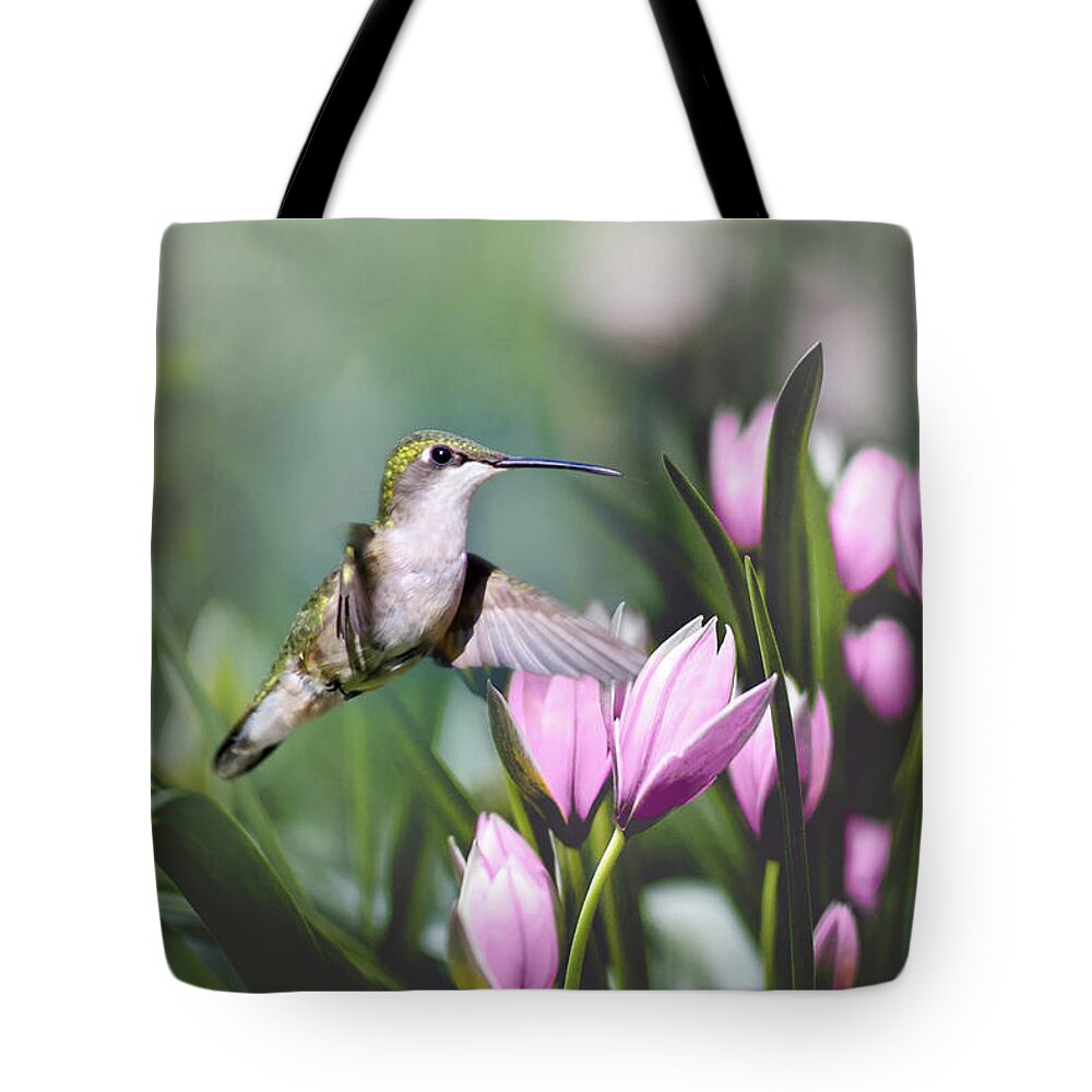 Hummingbird Tote Bag featuring the photograph Little Hummingbird in Flight by Christina Rollo