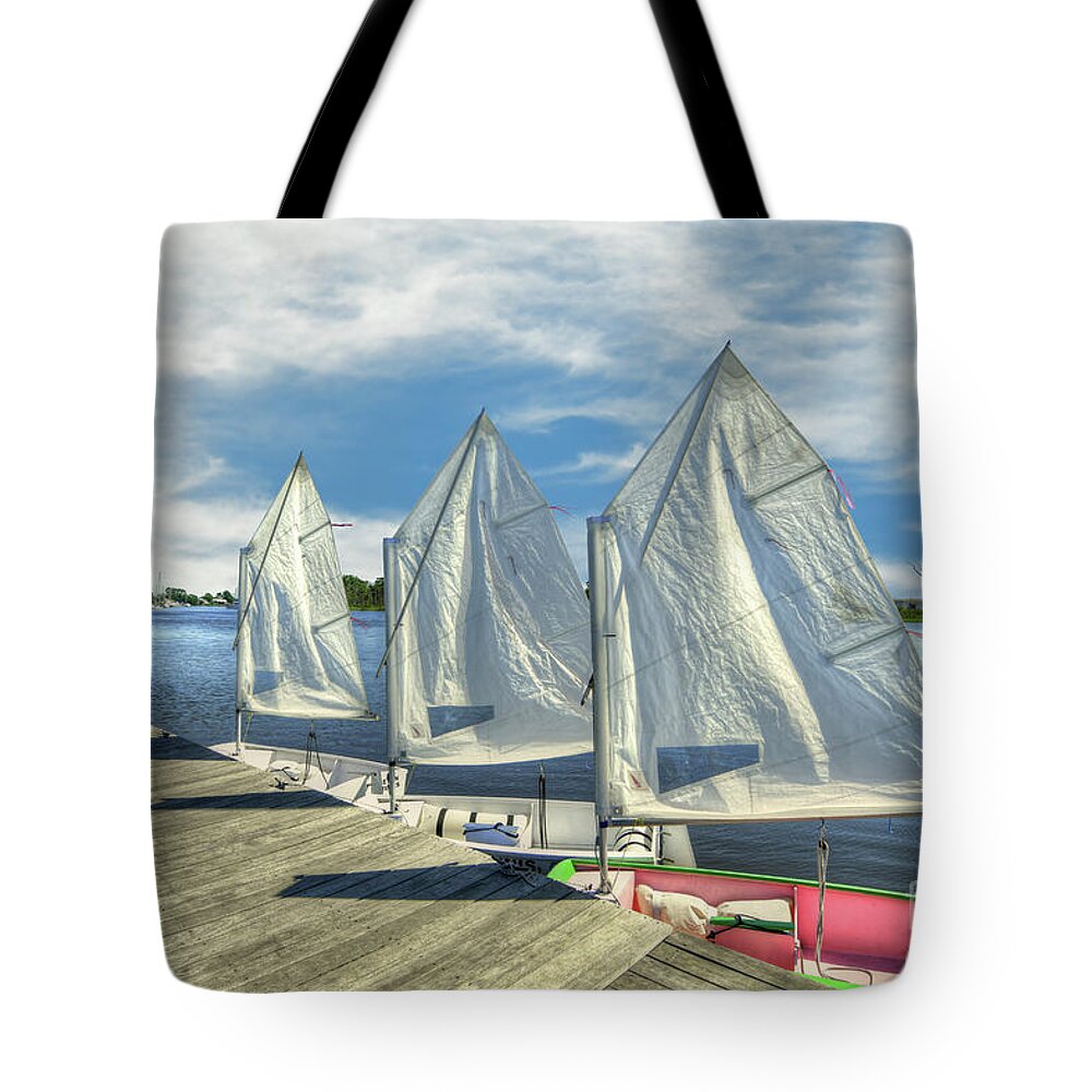 Nautical Tote Bag featuring the photograph Little Sailboats by Kathy Baccari