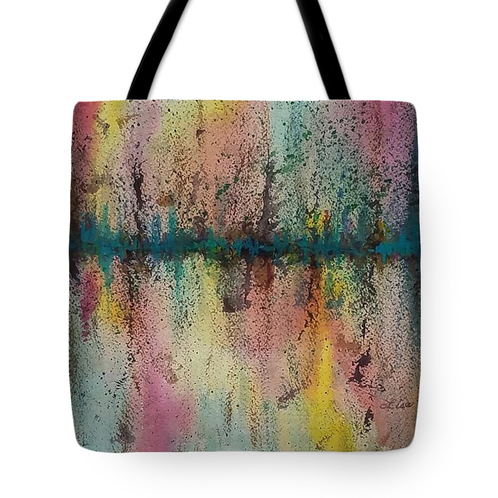 Abstract Reflections Tote Bag featuring the painting Livewire Reflections by Lisa Debaets