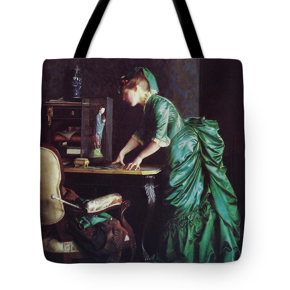 Paxton Tote Bag featuring the painting Lizzy Young in Green by Reynold Jay
