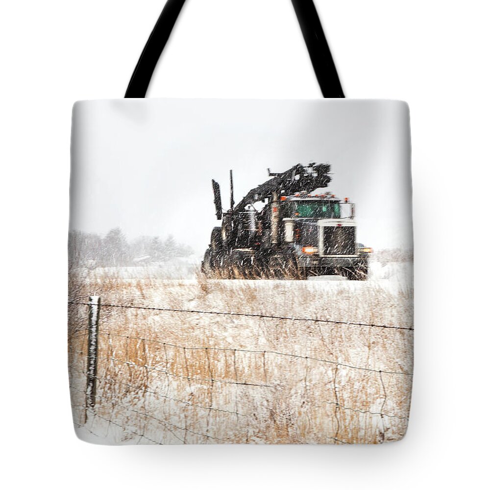  Trucks Tote Bag featuring the photograph Logging Truck by Theresa Tahara