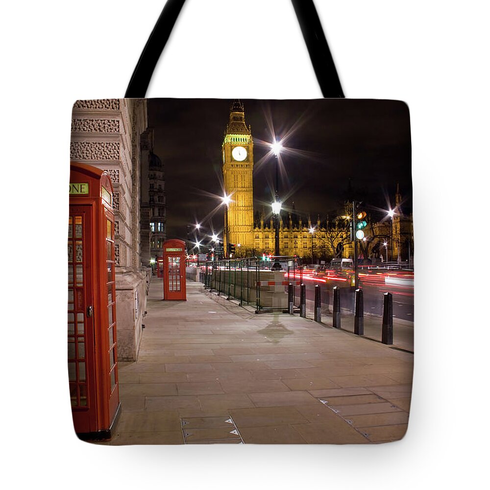 Clock Tower Tote Bag featuring the photograph London At Night by Simon Podgorsek